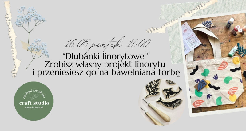 DŁUBANKI LINORYTOWE – warsztaty linorytu na torbach lnianych