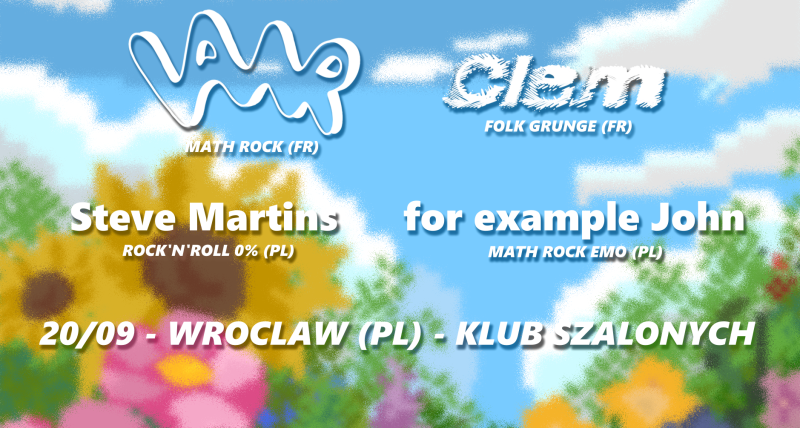for example John+Steve Martins+VANR (FR)+Clem (FR)|20.09 Wrocław