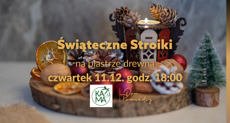Świąteczne stroiki na plastrze drewna