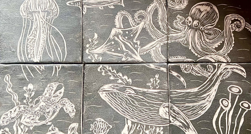 Ceramika - Sgraffito biel i czerń