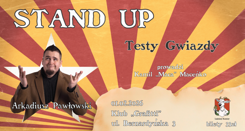 🎤 Stand-up Testy Gwiazdy | Graffiti | 1 lutego, godz. 19:00🎤