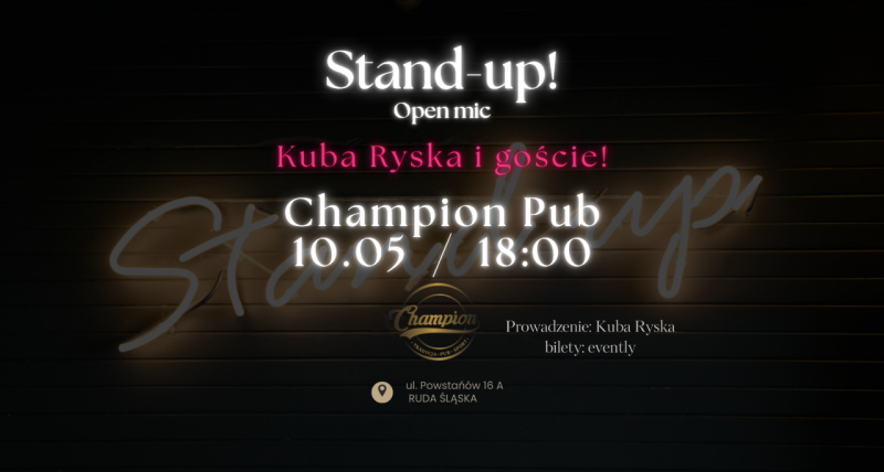 Stand-up w Champion Pub! Kuba i Goście! 12.04 / 18:00 (S2E07)