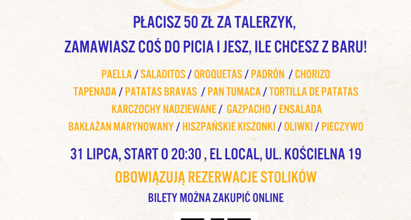 LA TARDE DE LAS TAPAS  - POPOŁUDNIE  Z TAPASAMI W EL LOCAL