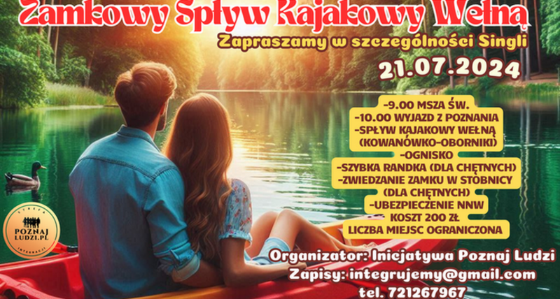 Spływ Kajakowy Wełną ze zwiedzaniem Zamku w Stobnicy 21.07.2024