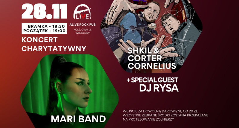 Koncert charytatywny - MARI band, Shkil & Corter Cornelius